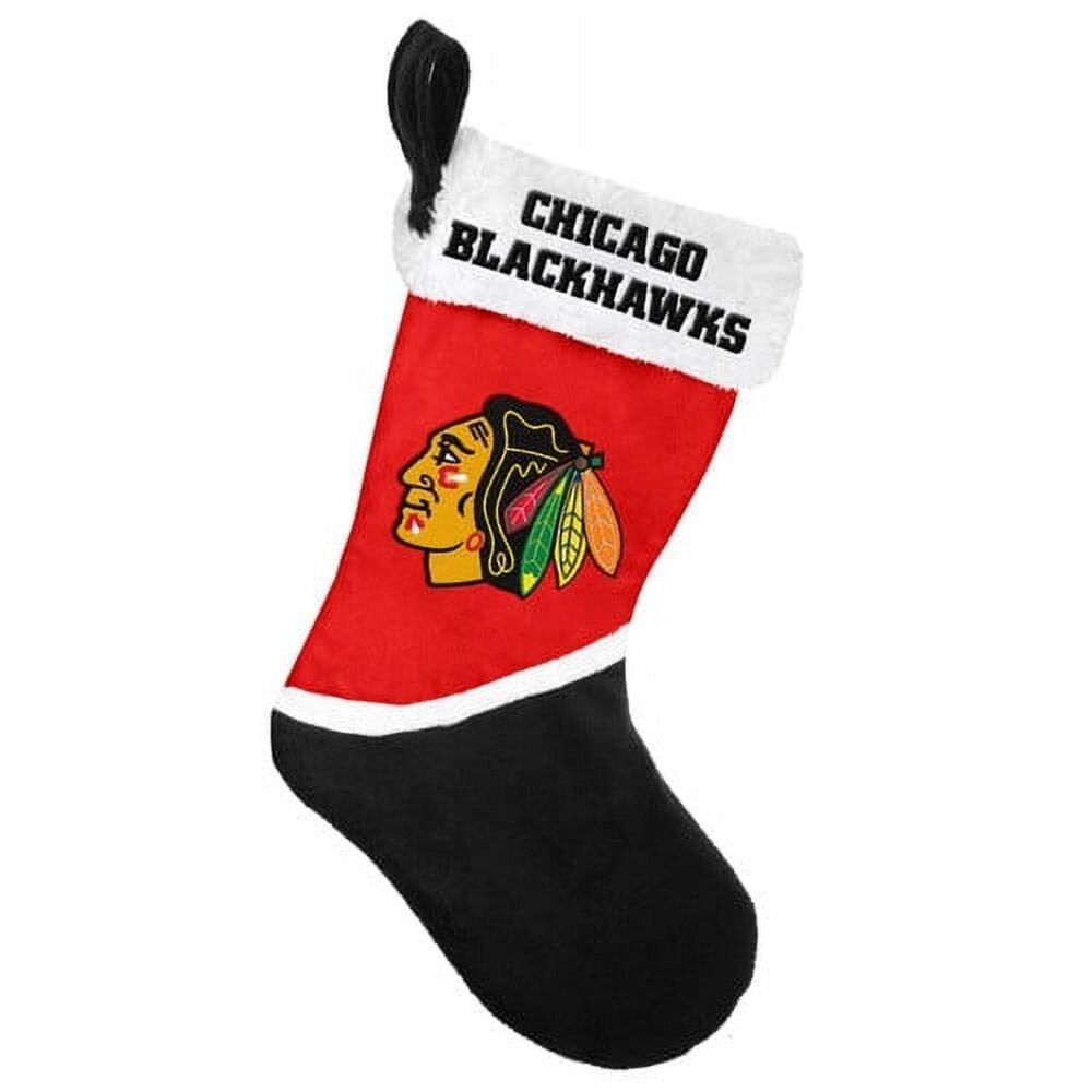 Forever Collectibles Chicago Blackhawks Colorblock Holiday Stocking NEW